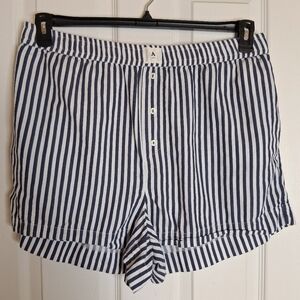 Anthropologie 100% Cotton Striped Navy & White Women’s Boxer Shorts Size XL